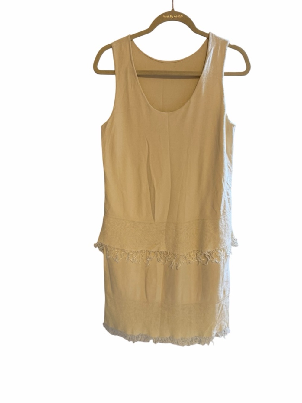 Theory Cream Fringe Hem Sleeveless Shift Dress - Picture 4 of 7